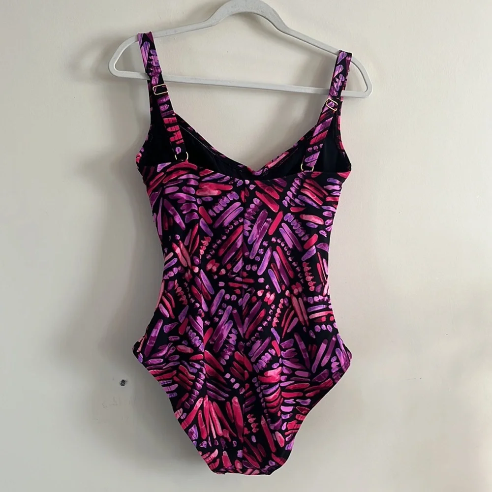 Swimsuits for All Shore Club Plus Size Swim 14 padded‎ cups pink purple vacation